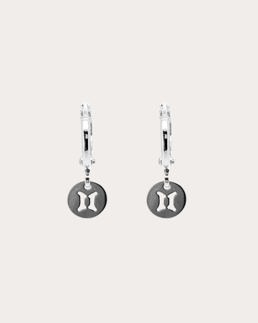 Gemini Zodiac Disc Huggie Earrings