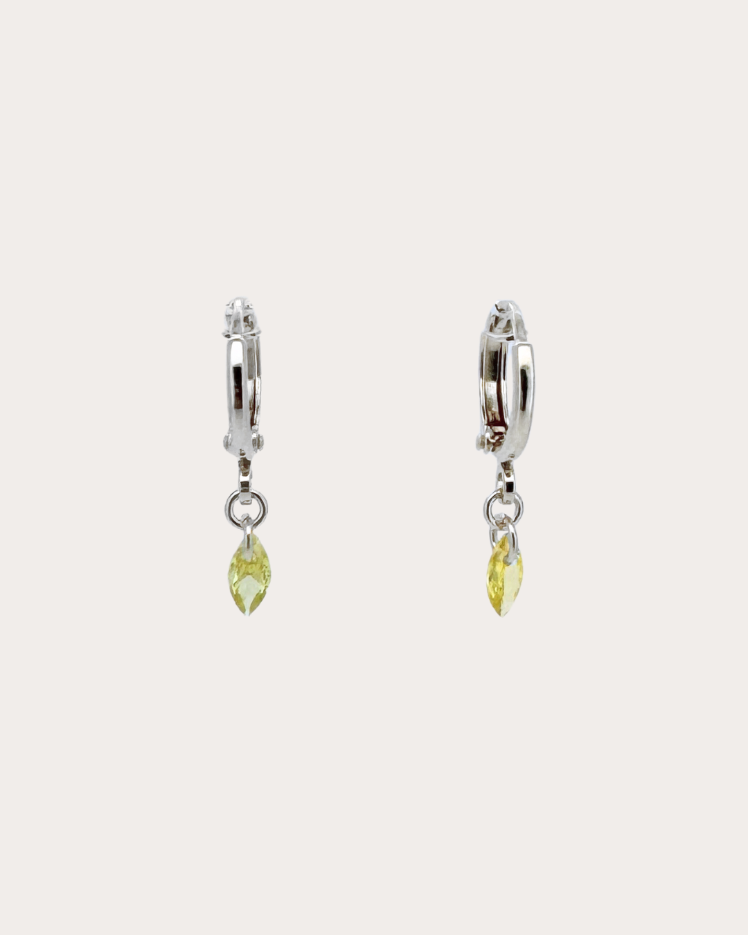 Lens Topaz Gemstone Huggie Earrings