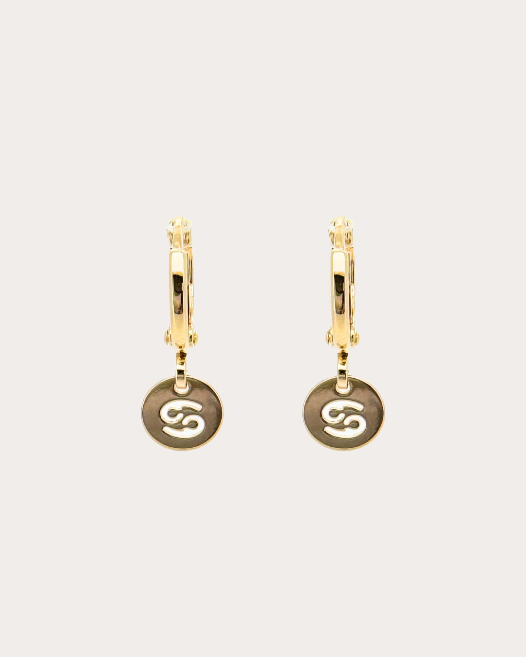 Cancer Zodiac Disc Huggie Earrings