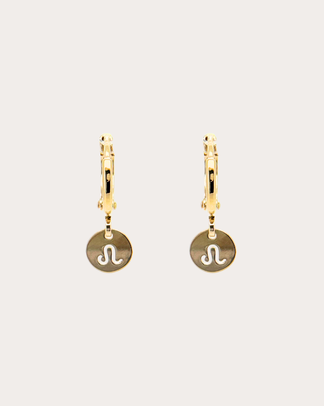 Leo Zodiac Disc Huggie Earrings