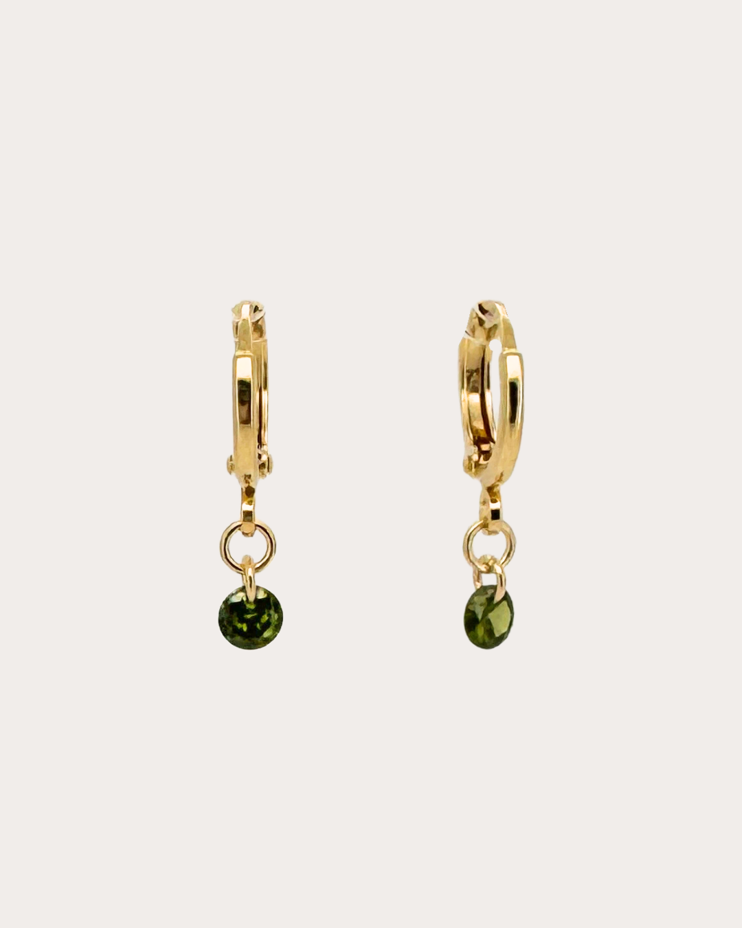 Circle Peridot Gemstone Huggie Earrings