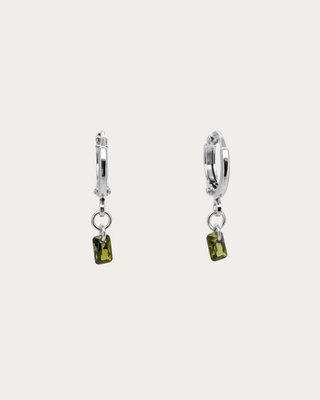 Rectangle Peridot Gemstone Huggie Earrings