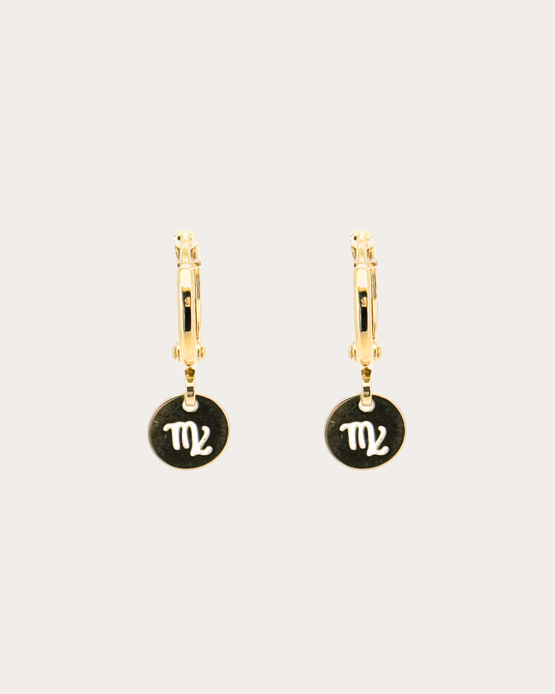 Virgo Zodiac Disc Huggie Earrings