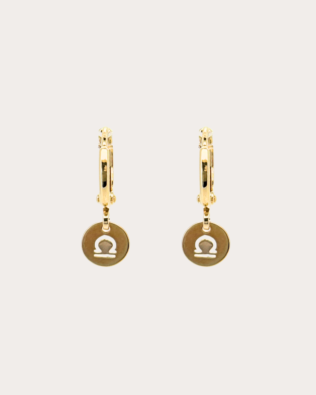 Libra Zodiac Disc Huggie Earrings