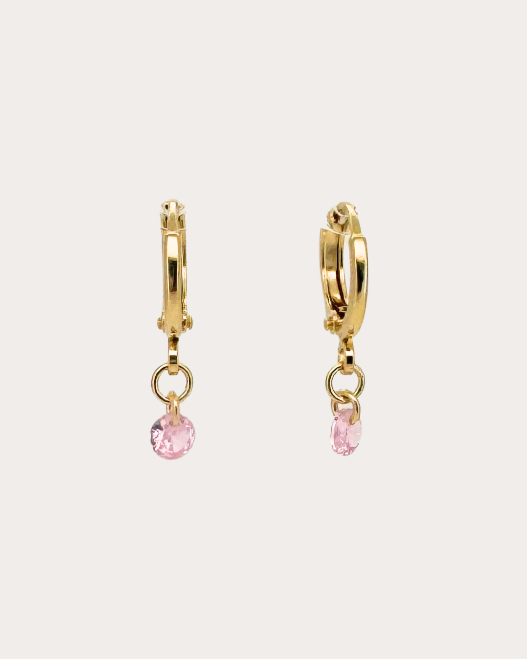 Circle Tourmaline Gemstone Huggie Earrings