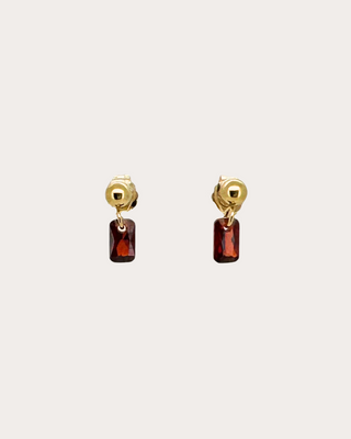 Rectangle Garnet Gemstone Dangle Studs