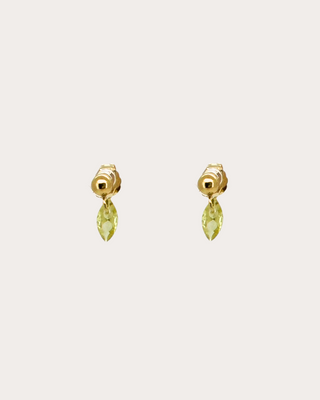 Lens Topaz Gemstone Dangle Studs