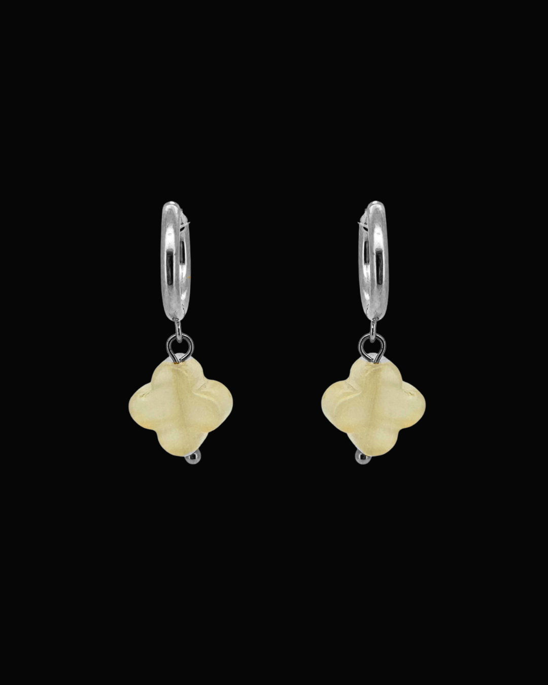 Yellow Clover Gem Huggie Earrings