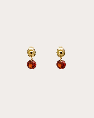 Circle Garnet Gemstone Dangle Studs