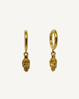 Lucia Hand Evil Eye Huggie Earrings