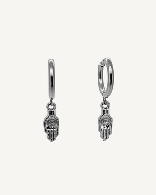 Lucia Hand Evil Eye Huggie Earrings