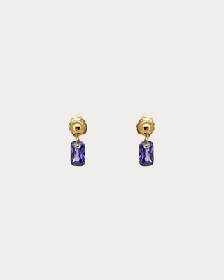 Rectangle Amethyst Gemstone Dangle Studs