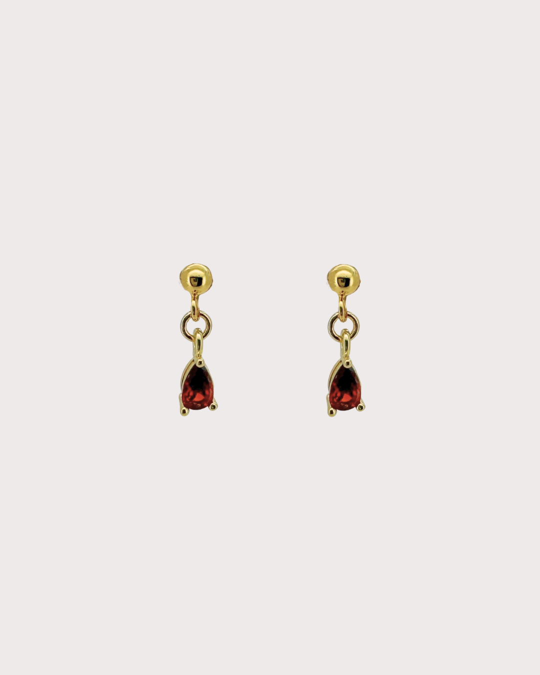 Amber Ruby Dangle Studs