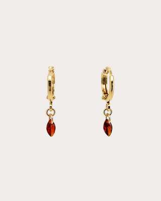 Lens Garnet Gemstone Huggie Earrings