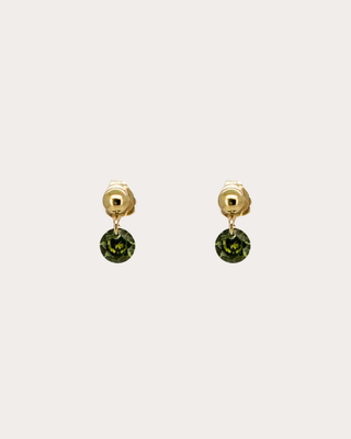 Circle Peridot Gemstone Dangle Studs
