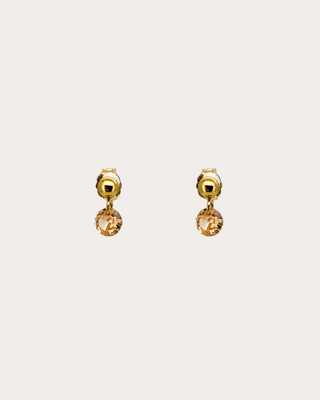 Circle Topaz Gemstone Dangle Studs