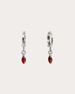 Lens Garnet Gemstone Huggie Earrings