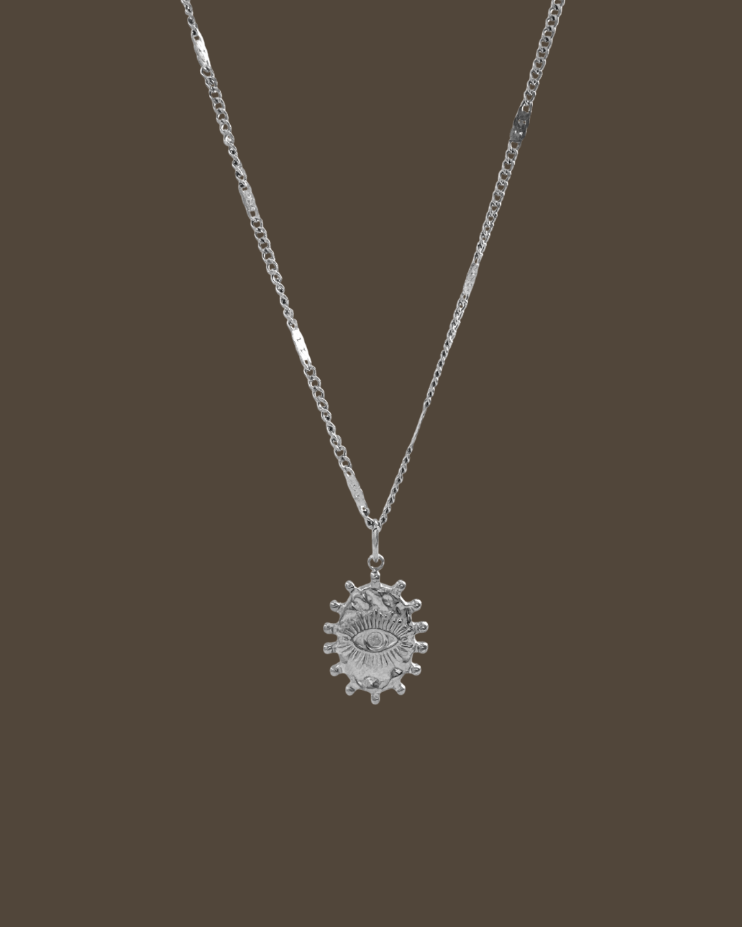 Maribel Oval Evil Eye Flat Curb Chain Necklace