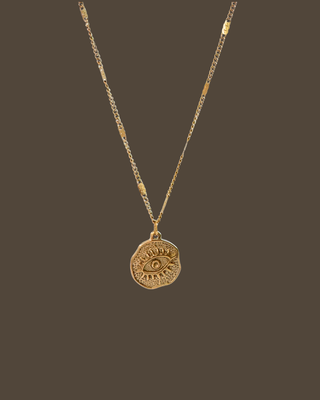 Chandra Evil Eye Flat Curb Chain Necklace