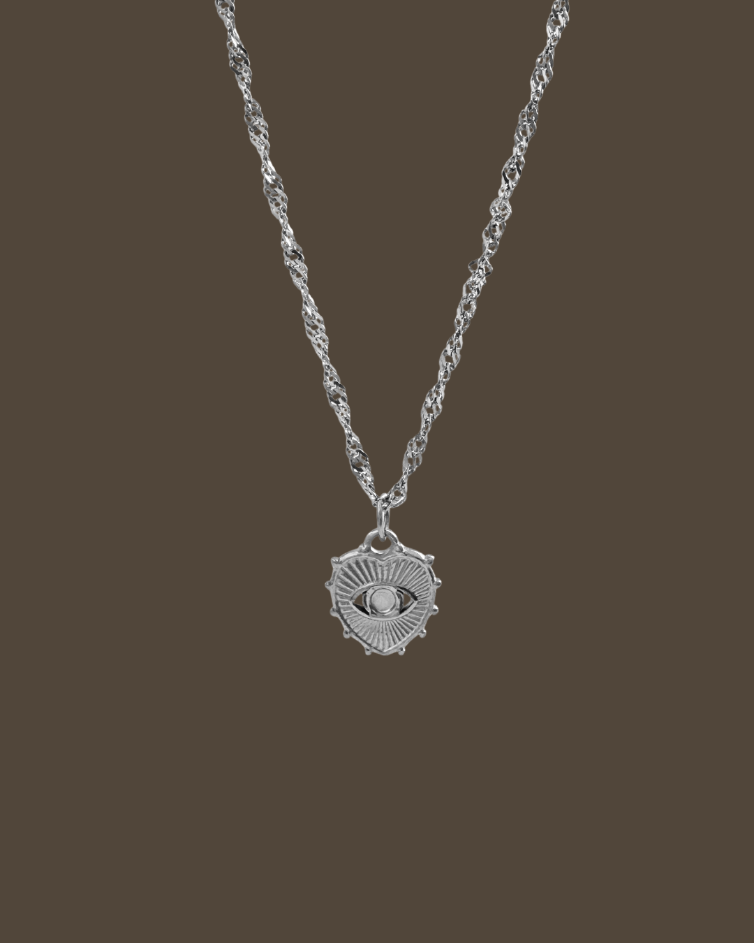 Joyce Heart Evil Eye Singapore Chain Necklace