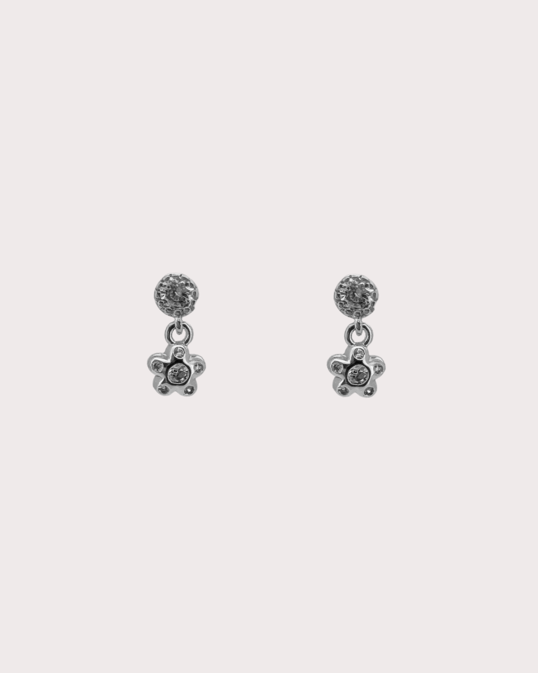 Mindy Flower White Zircon Embellished Dangle Studs