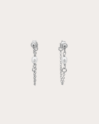 Basic Pearl Cable Chain Studs - Sterling Silver