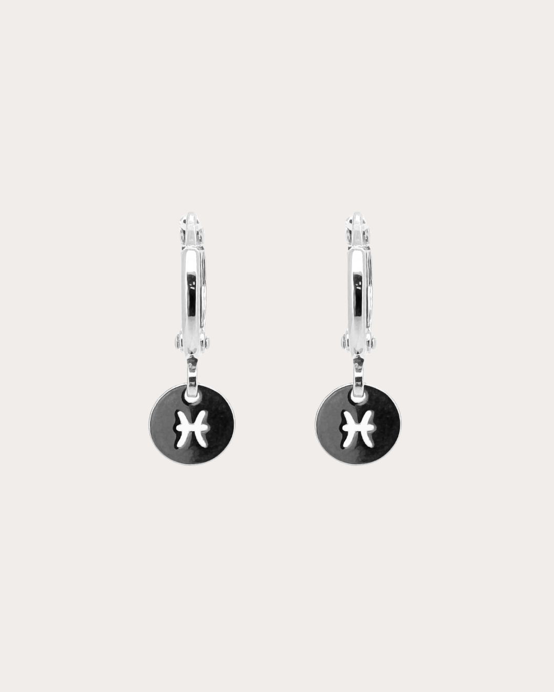 Pisces Zodiac Disc Huggie Earrings