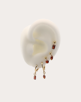 Rectangle Garnet Gemstone Dangle Studs