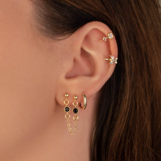 Alexandra Black Zircon Double Chain Studs