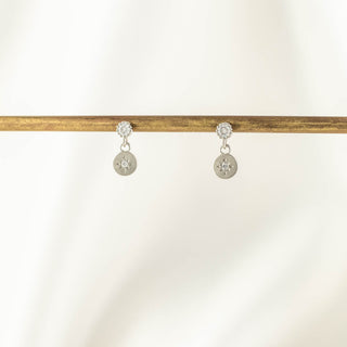 Fay Circle White Zircon Embellished Dangle Studs