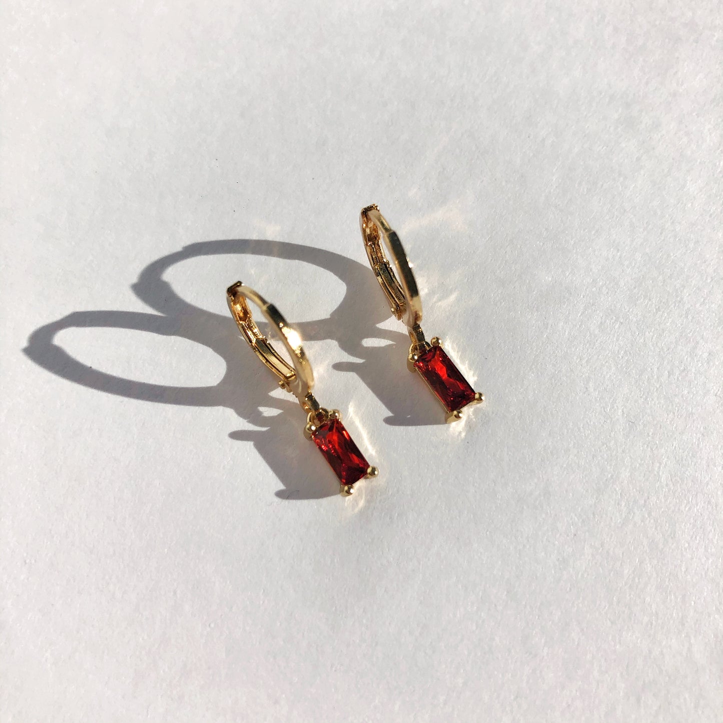 Bella Ruby Huggie Earrings