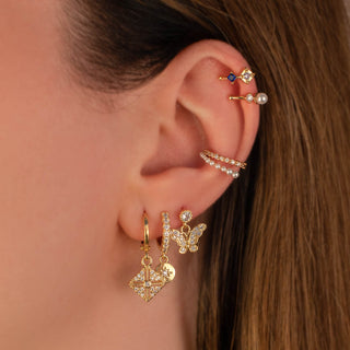 Fay Circle White Zircon Embellished Hoops