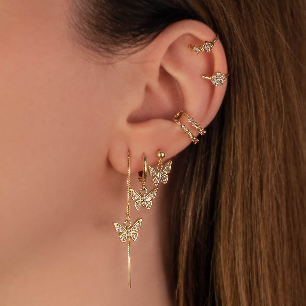 Kimi Butterfly White Zircon Threaders