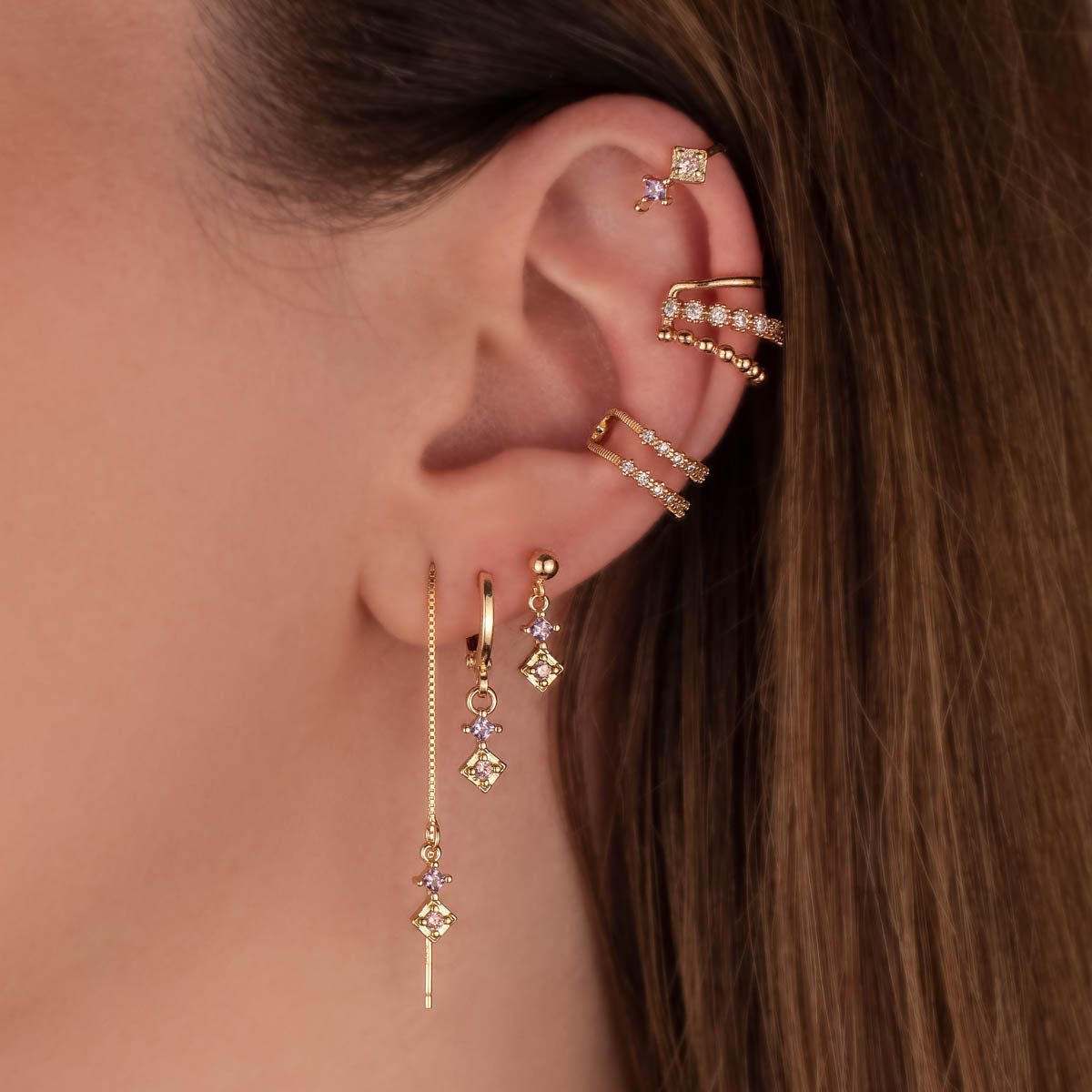 Mabel Pink and Purple Zircon Threaders