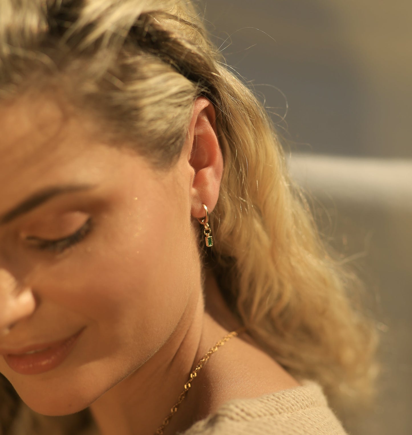 May Emerald Huggie Earrings