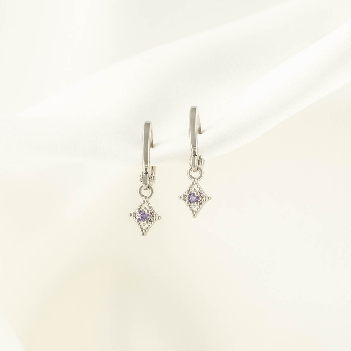Pandora Amethyst Huggie Earrings