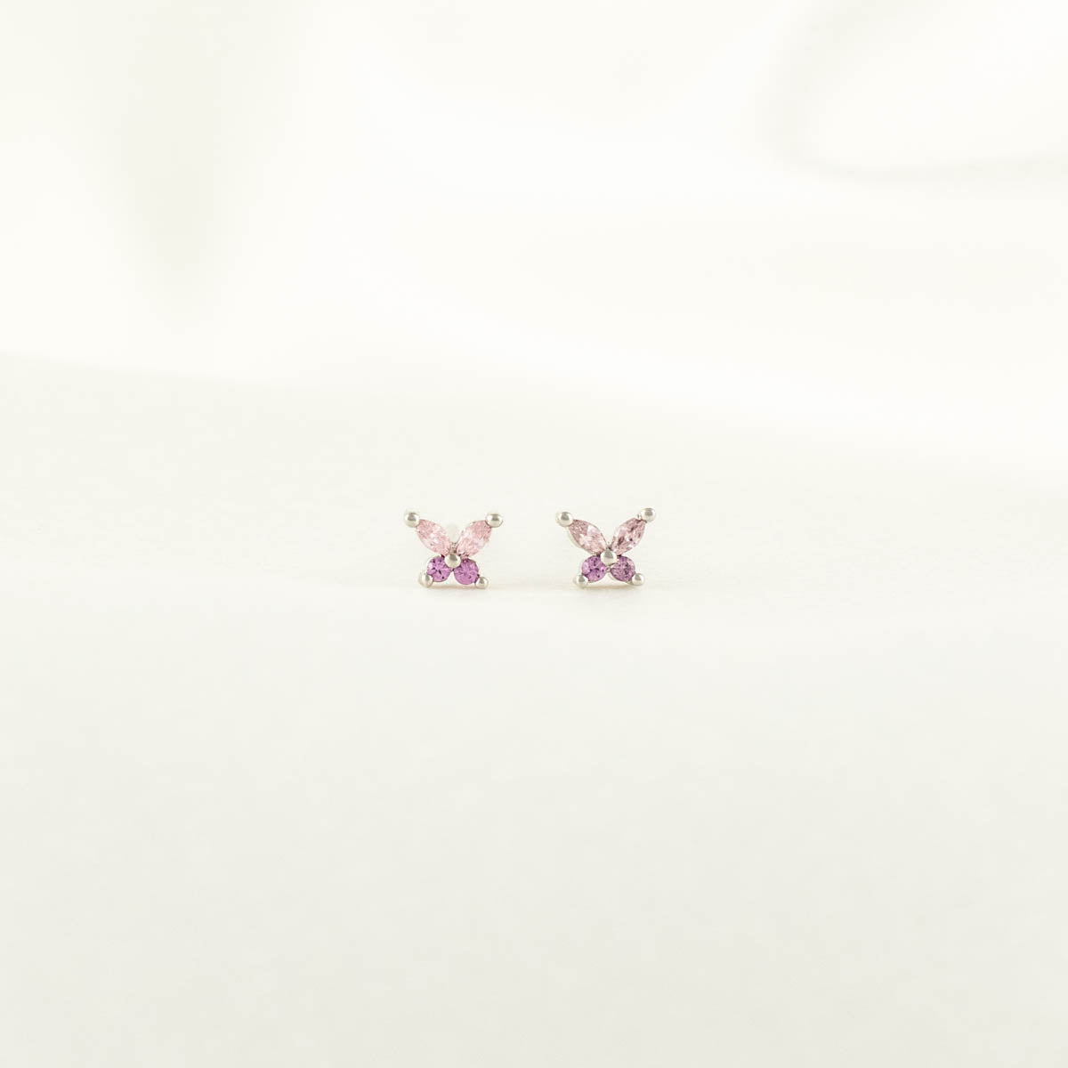 Sallie Pink Zircon Butterfly Studs