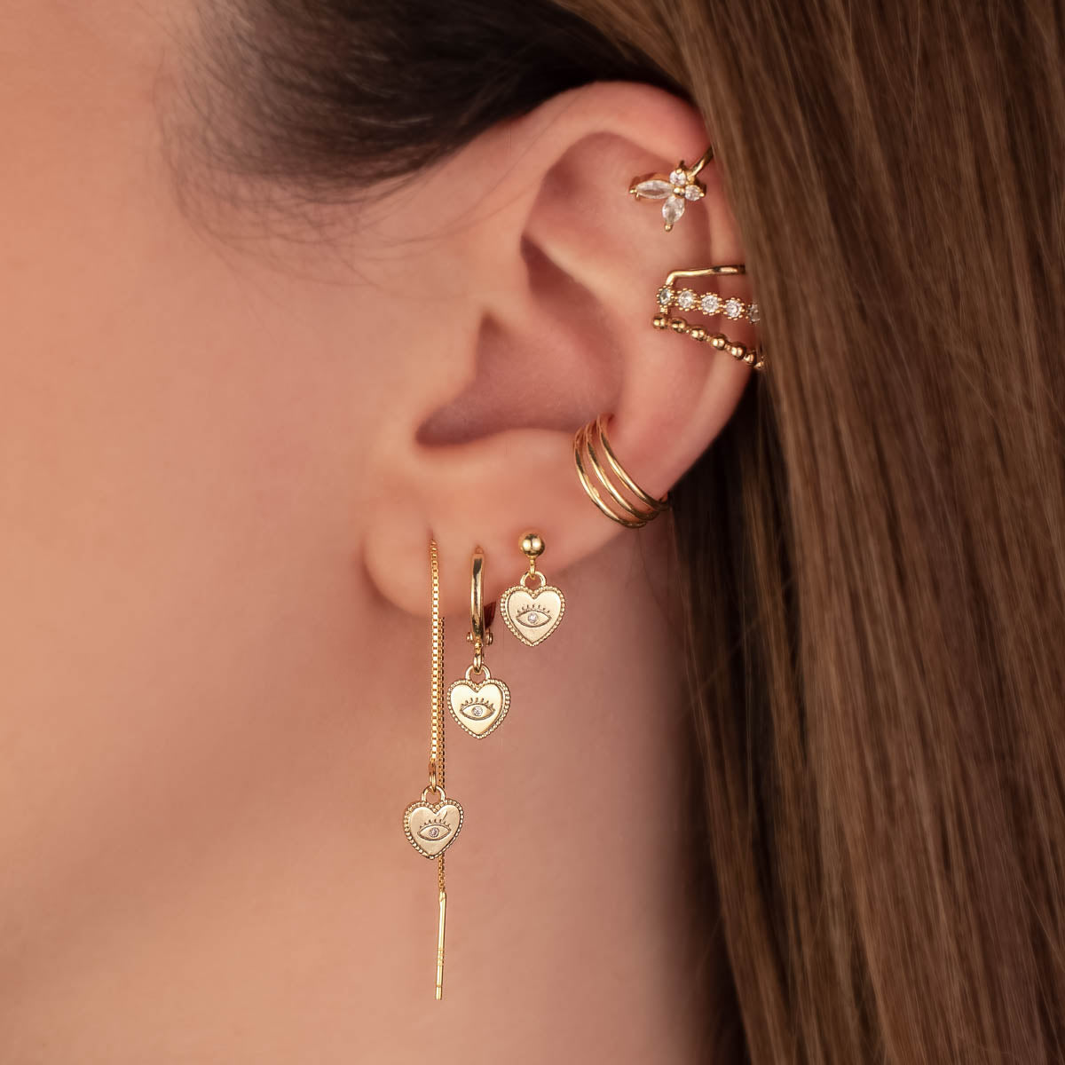 Valerie Evil Eye White Zircon Dangle Studs