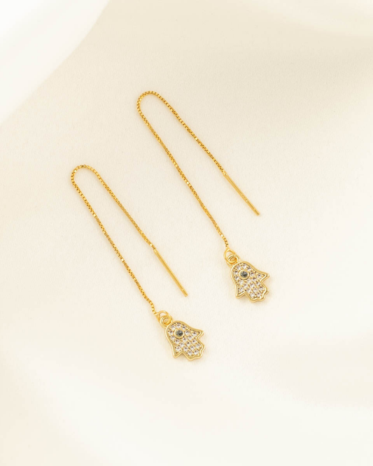 Dealla Hamsa White Zircon Threaders