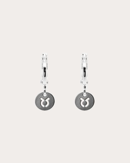 Taurus Zodiac Disc Huggie Earrings