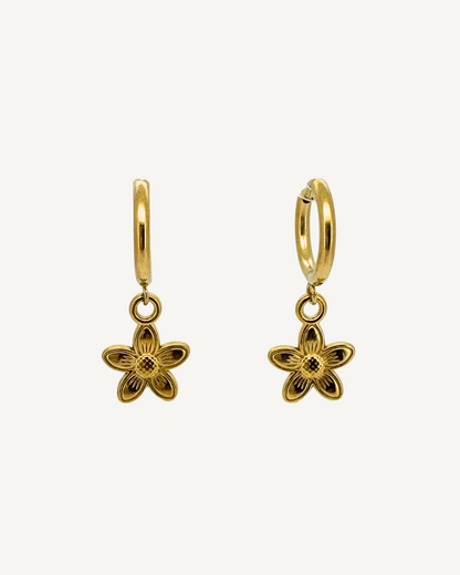 Tisha Flower Huggie Earrings