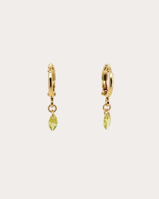 Lens Topaz Gemstone Huggie Earrings - Gold Filled