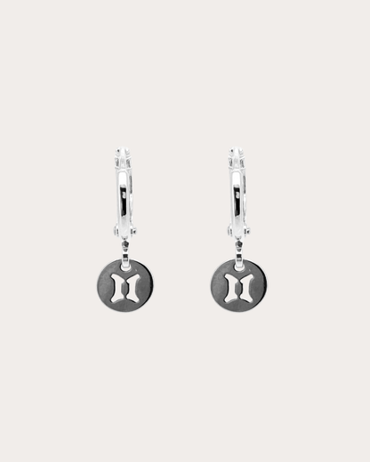 Gemini Zodiac Disc Huggie Earrings