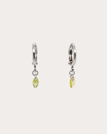 Lens Topaz Gemstone Huggie Earrings
