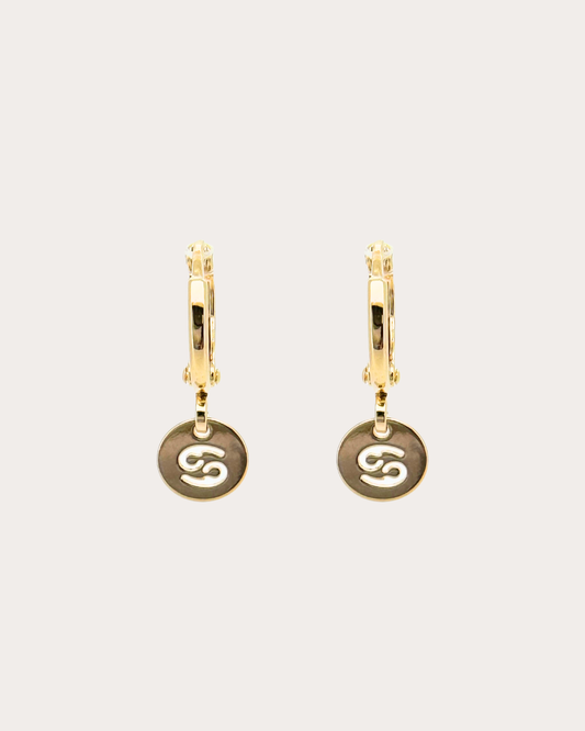 Cancer Zodiac Disc Huggie Earrings