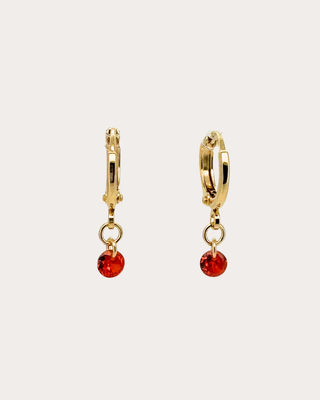 Circle Ruby Gemstone Huggie Earrings - Gold Filled