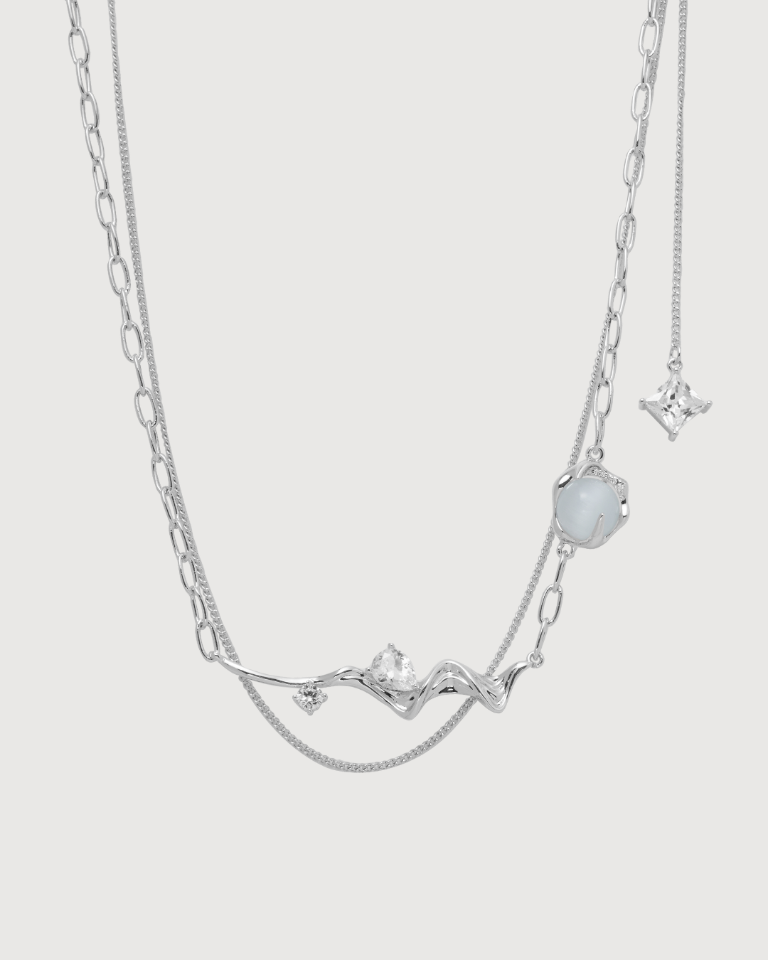 ID #1 CATSEYE NECKLACE [SILVER]