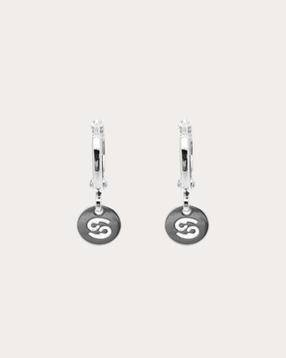 Cancer Zodiac Disc Huggie Earrings - Sterling Silver