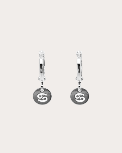 Cancer Zodiac Disc Huggie Earrings