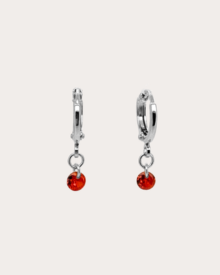 Circle Ruby Gemstone Huggie Earrings - Sterling Silver